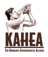 KAHEA logo in brown with illustration by Uncle Herb Kane.